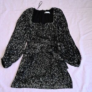 Zara Black Sequin Mini Dress – Size S ✨